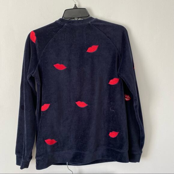 Zoe Karssen Kiss Kiss Bang Bang Navy Blue Velour Jogger Tracksuit Sweatsuit XS S - Picture 7 of 9